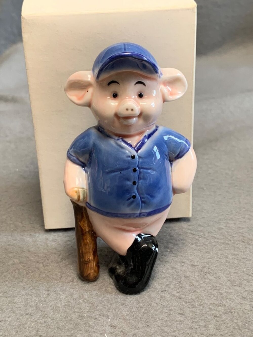 Danbury Mint Piggies Figure #12 "Pig Leaguer" Box Vintage